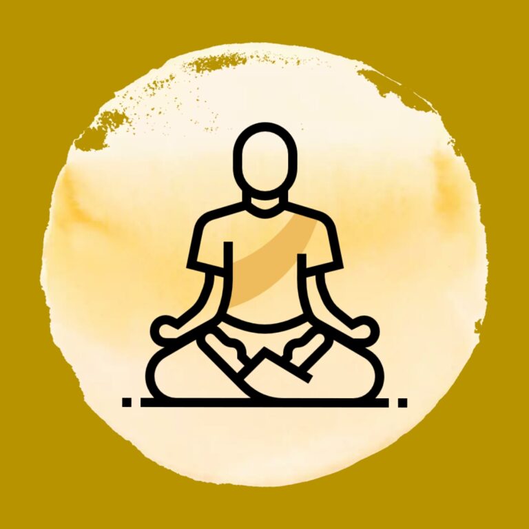 Icône représentant un yogi en méditation assis dans la posture du lotus visant à illustrer ma pratique du yoga